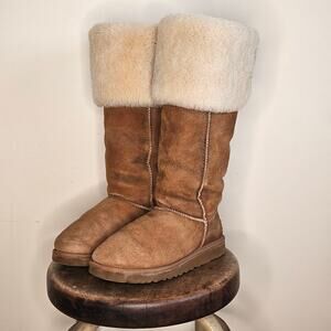 UGG Over the Knee Bailey Button Shearling Boots, Sz 7
